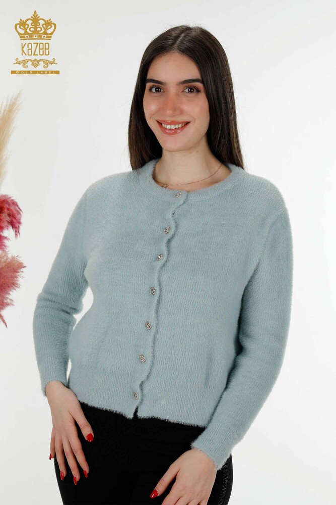Großhandel Damen Strickjacke Angora Hellblau - 19099 | KAZEE - 1