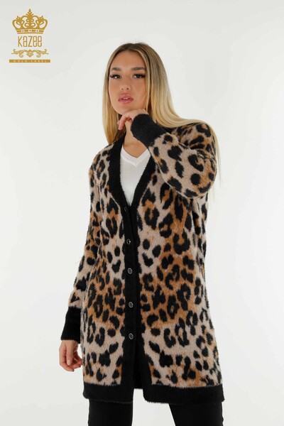 Großhandel Damen Strickjacke - Angora - Leopard - 30629 | KAZEE - Thumbnail