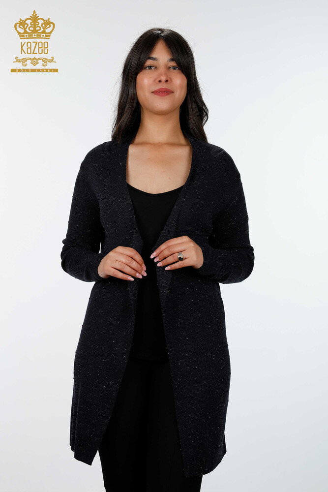 Großhandel Damen-Strickjacke - Glitzer Übergang - Polka Dot gemustert - Viskose - 15436 | KAZEE - 24