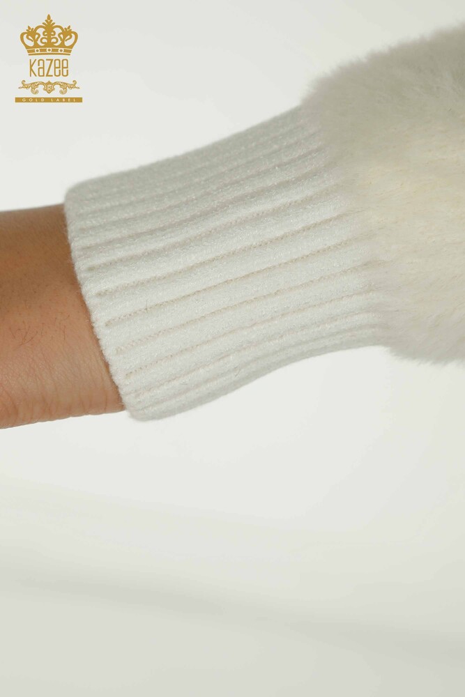 Großhandel Damen-Strickjacke - Knopf detail - Ecru - 30626 | KAZEE - 7