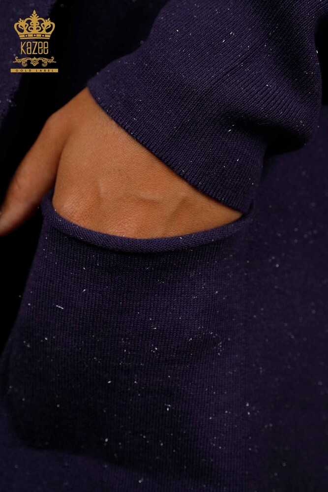 Großhandel Damen-Strickjacke - Lang - Taschen details - Viskose – 16871 | KAZEE - 24