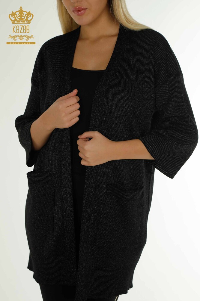 Großhandel Damen Strickjacke - Schimmer - Schwarz - 30135 | KAZEE - 2