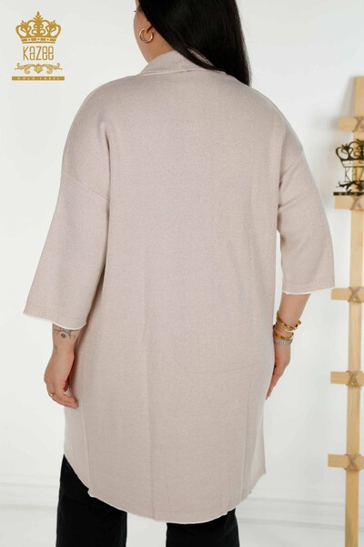 Großhandel Damen Strickjacke - Taschen details - Hellpuder - 30047 | KAZEE - 7