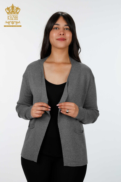 Großhandel Damen-Strickjacke- Zwei Taschen - Viskose - 14687 | KAZEE - 14