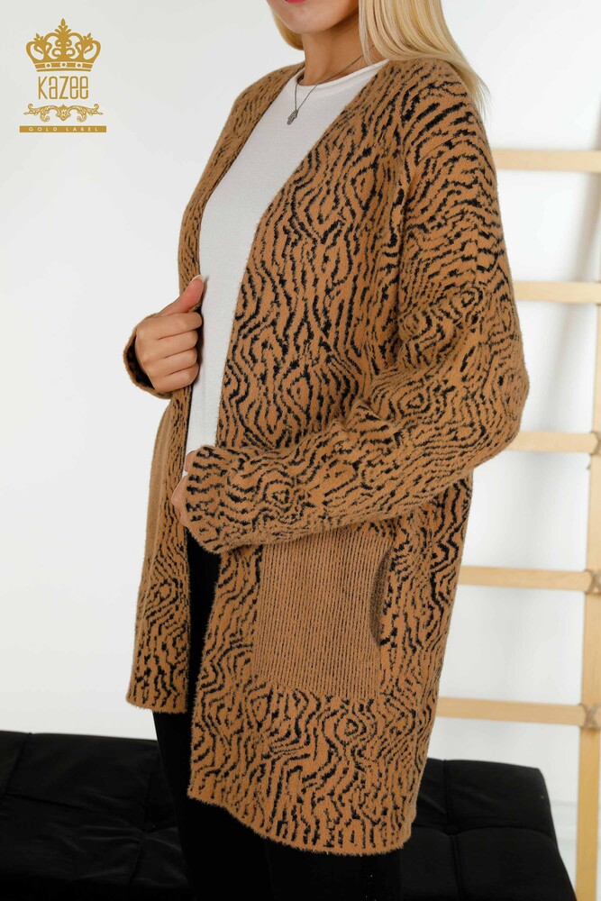 Großhandel Damen-Strickjacke - Zwei Farben - Braun - 30121 | KAZEE - 3