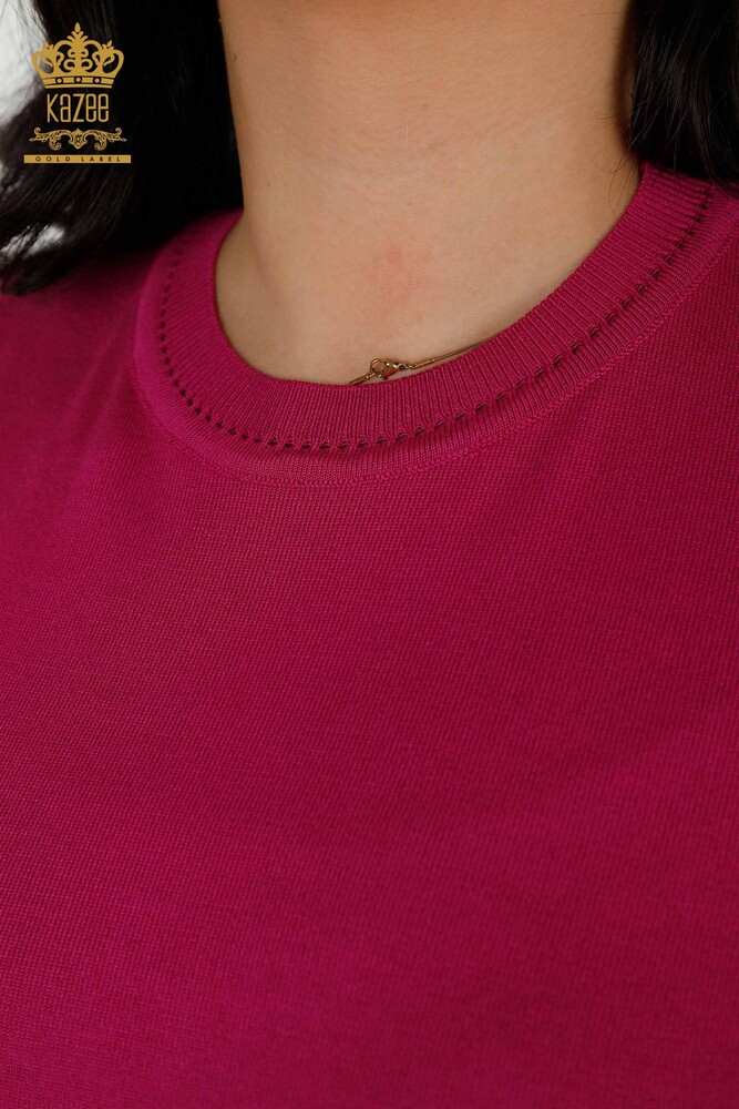 Großhandel für Damen-Strickpullover - Amerikanisches Modell - Fuchsia – 30389 | KAZEE - 3
