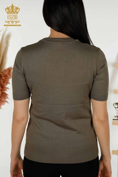 Großhandel für Damen-Strickpullover - Amerikanisches Modell - Khaki – 30255 | KAZEE - Thumbnail