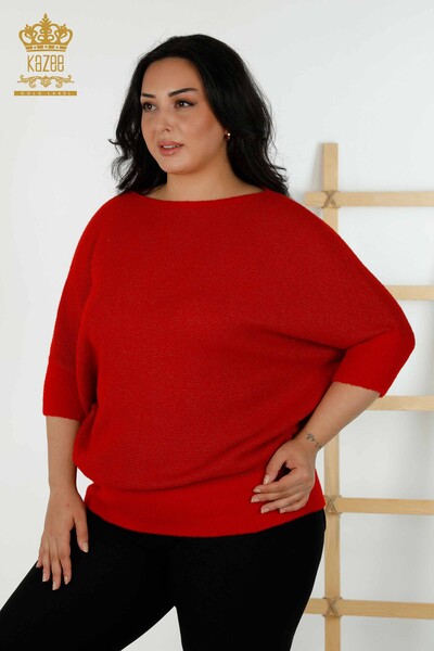 Großhandel Damen-Strick pullover - Angora - Rot - 30293 | KAZEE - Thumbnail