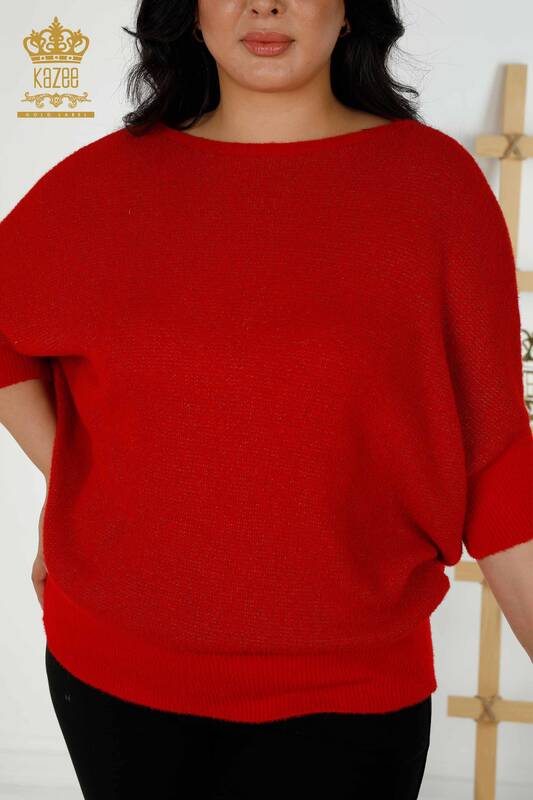 Großhandel Damen-Strick pullover - Angora - Rot - 30293 | KAZEE