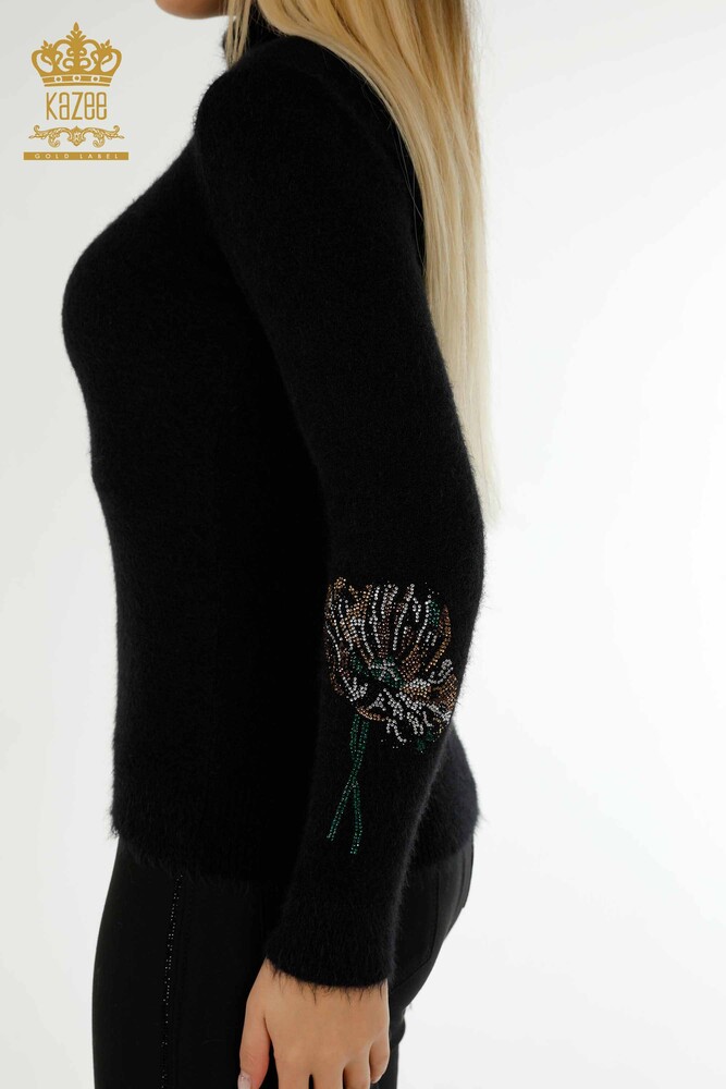 Großhandel Damen-Strickpullover - Angora - Stein bestickt - Schwarz - 18899 | KAZEE - 7