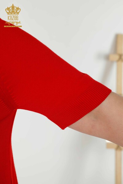 Großhandel für Damen-Strickpullover – Basic – Amerikanisches Modell – Rot – 16271| KAZEE - Thumbnail