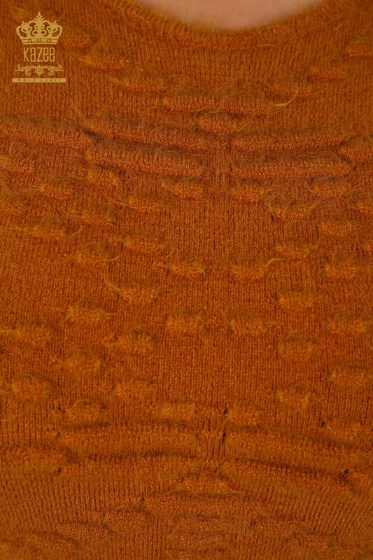 Großhandel Damen-Strickpullover mit langen Ärmeln aus Angora-Haarstrick - 18473 | KAZEE