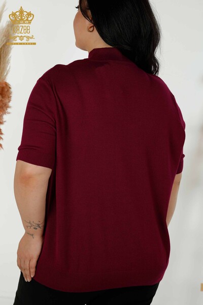 Großhandel Damen Strickpullover - Kurzarm - Lila - 16950 | KAZEE - 6