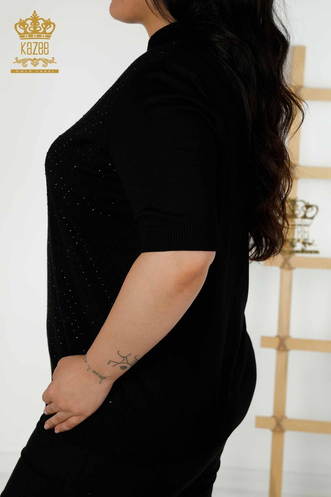 Großhandel Damen-Strickpullover - Kurzarm - Schwarz – 16950 | KAZEE - 5