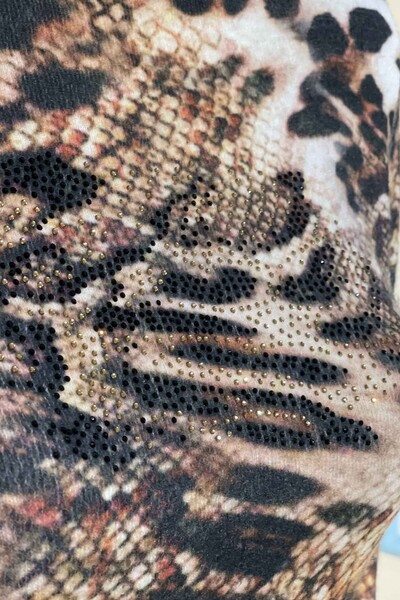 Großhandel Damen-Strickpullover - Leopard Digitaldruck - Angora - 18821 | KAZEE - Thumbnail