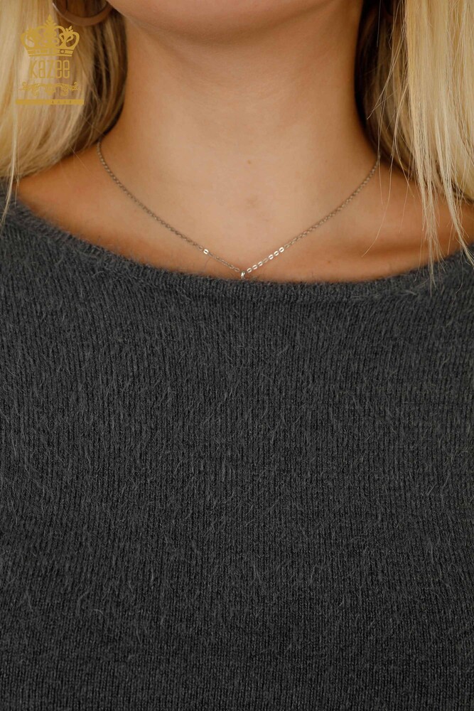 Großhandel Damen-Strickpullover - Mit Logo - Angora - Anthrazit - 18432 | KAZEE - 3