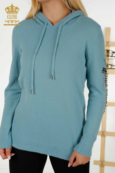 Großhandel Damen-Strickpullover - Mit Kapuze - Mint - 40006 | KAZEE - 2