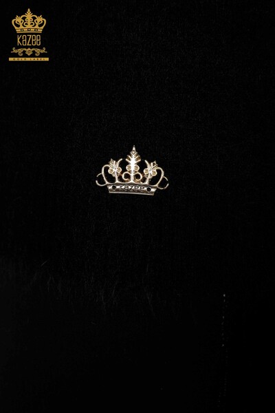 Großhandel Damen-Strickpullover - Mit Logo - Angora - Schwarz - 18432 | KAZEE - 4