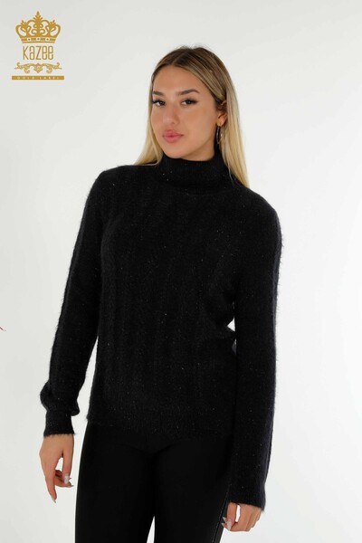 Großhandel Damen-Strickpullover - Rollkragenpullover - Dunkelblau - 19067 | KAZEE - Kazee