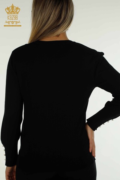 Großhandel Damen-Strickpullover - Rundhalsausschnitt - Schwarz - 30508 | KAZEE - 7