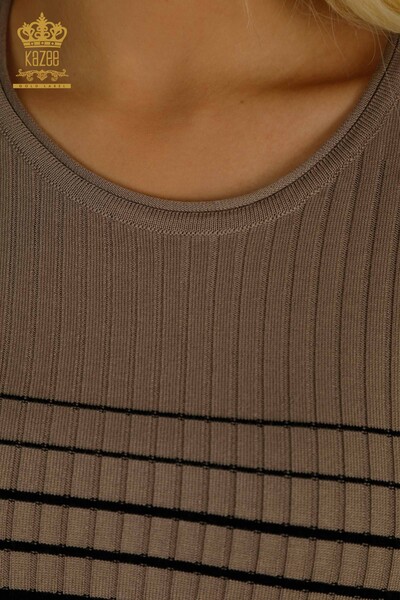 Großhandel Damen-Strickpullover - Schulter details - Nerz-Schwarz - 30079 | KAZEE - 3