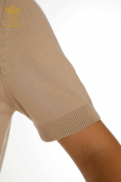 Großhandel Damen-Strickpullover - Stehkragen - Viskose - Beige - 16168 | KAZEE - 4