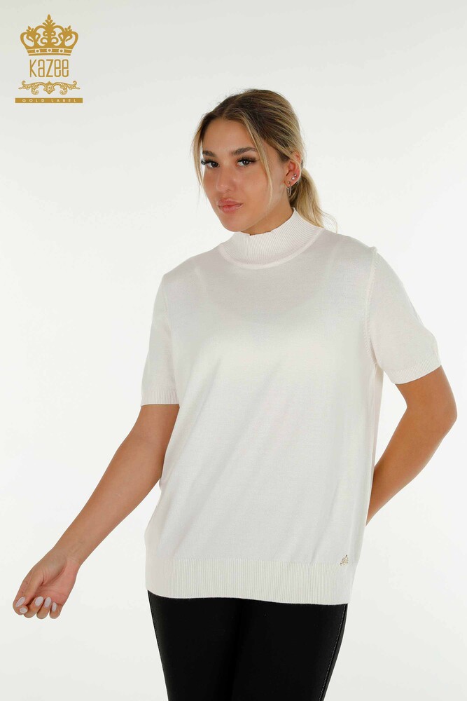 Großhandel Damen-Strickpullover - Stehkragen - Viskose - Ecru - 16168 | KAZEE - 1