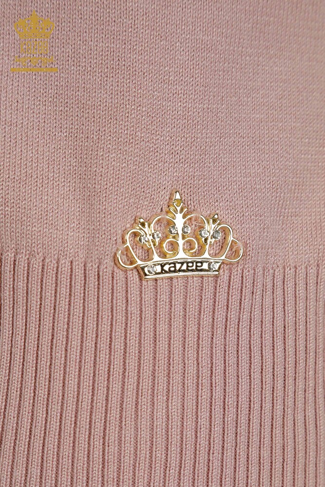 Großhandel Damen-Strickpullover - Stehkragen - Viskose - Puder - 16168 | KAZEE - 4