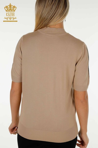Großhandel Damen-Strickpullover - Stein bestickt - Beige - 30491 | KAZEE - 9