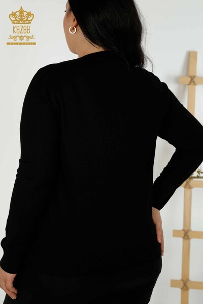 Großhandel Damen-Strickpullover mit Stone-Stickerei in Schwarz - 16728 | KAZEE - 7