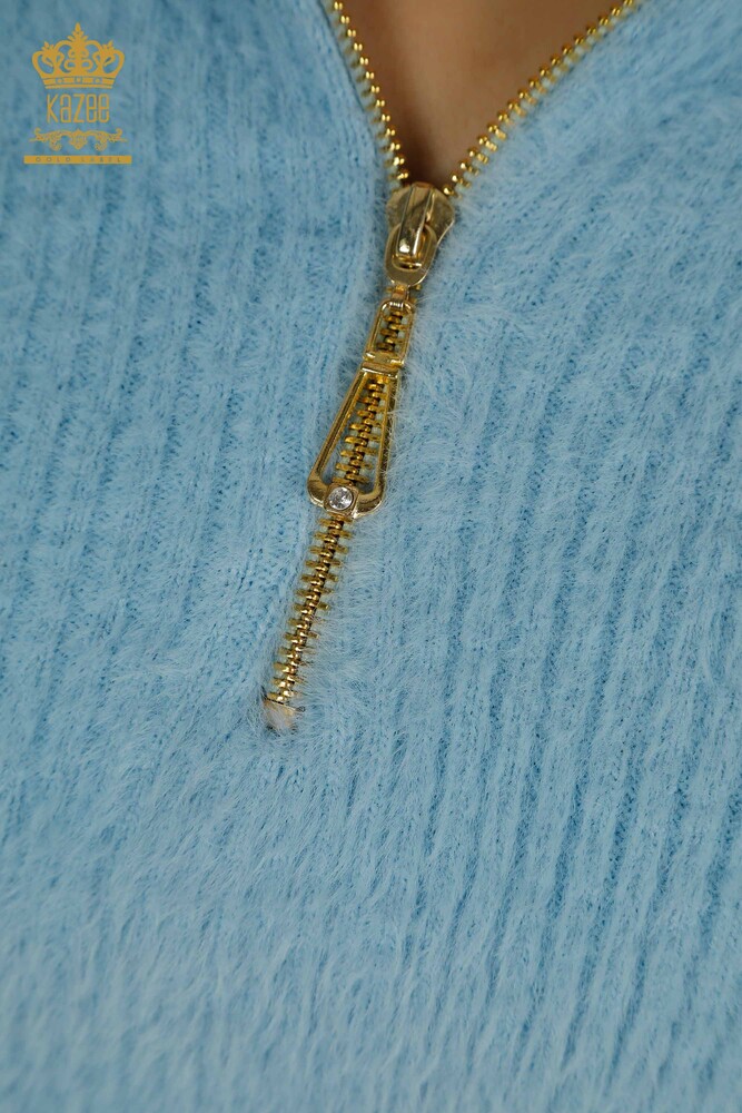 Großhandel Damen Strickwaren - Angora - Stein perlen - Blau - 30769 | KAZEE - 4