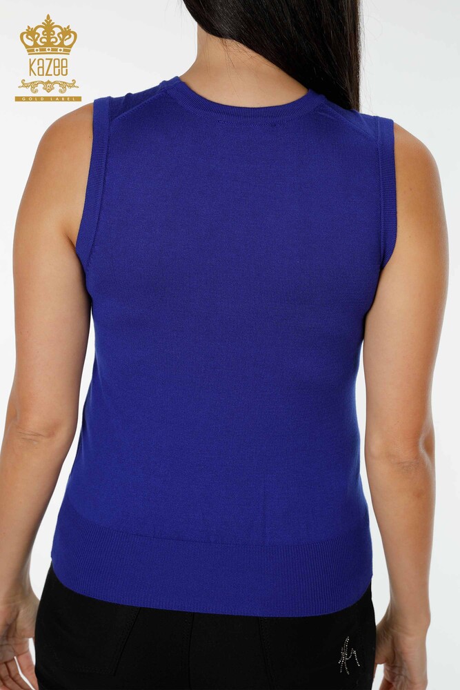 Großhandel Damen Strickwaren Ärmellos Dunkelblau - 16922 | KAZEE - 6