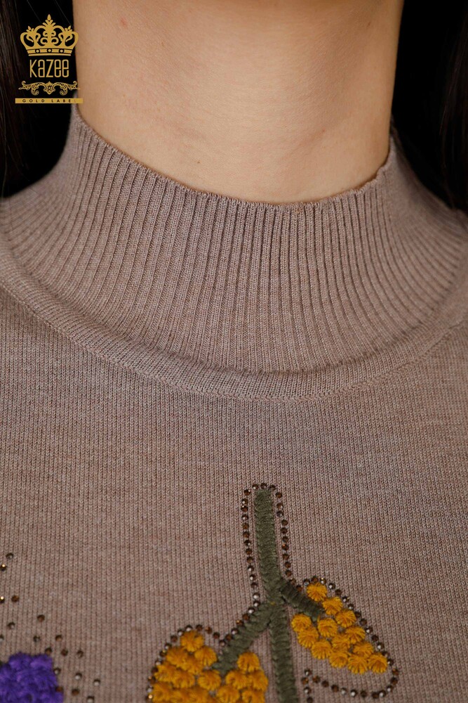 Großhandel Damen Strickwaren Blatt Muster Nerz-16753 / KAZEE - 5