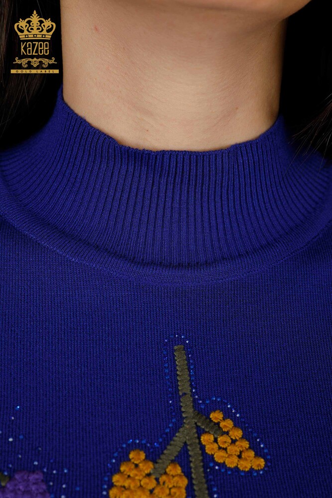 Großhandel Damen Strickwaren Blatt Muster Saks - 16753 / KAZEE - 3