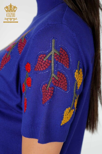 Großhandel Damen Strickwaren Blatt Muster Saks - 16753 / KAZEE - 7