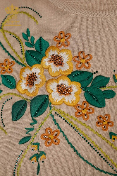 Großhandel Damen-Strickwaren mit floral besticktem Stehkragen, amerikanisches Modell – 16811 | KAZEE - Thumbnail