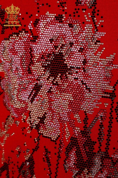 Großhandel für Damen strickwaren - Blumenmuster - Sticksteine ​​- 16625 | KAZEE - Thumbnail
