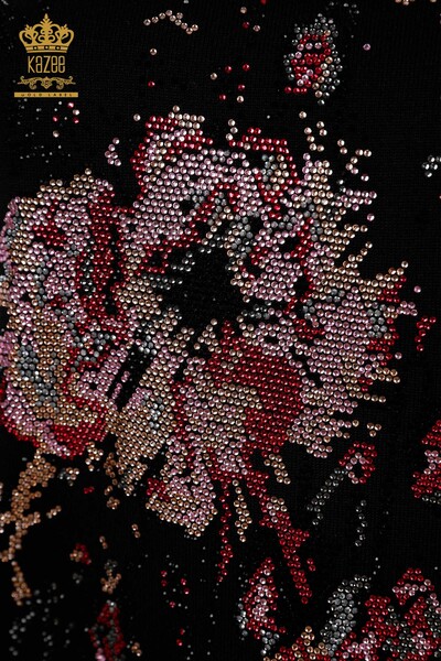 Großhandel für Damen strickwaren - Blumenmuster - Sticksteine ​​- 16625 | KAZEE - Thumbnail