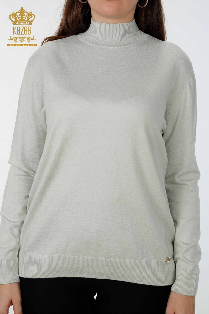 Großhandel Damenstrickwaren Stehkragen Langarm Basic Viskose - 15670 | KAZEE - 2