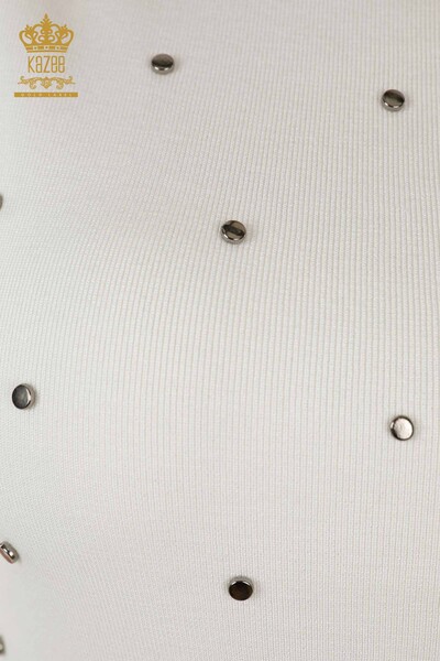 Großhandel Damen Strickwaren - Perlen detailliert - Ecru - 30041 | KAZEE - Thumbnail