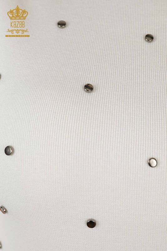 Großhandel Damen Strickwaren - Perlen detailliert - Ecru - 30041 | KAZEE