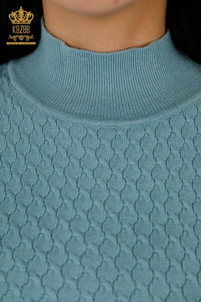 Großhandel Damen Pullover Amerikanisches Modell Basic Blau - 30119 | KAZEE - Thumbnail