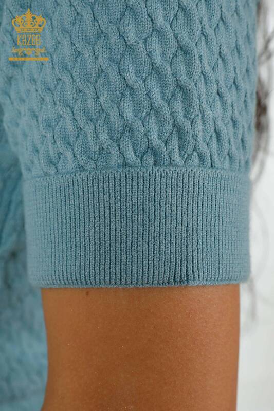 Großhandel Damen Pullover Amerikanisches Modell Basic Blau - 30119 | KAZEE