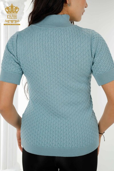 Großhandel Damen Pullover Amerikanisches Modell Basic Blau - 30119 | KAZEE - Thumbnail