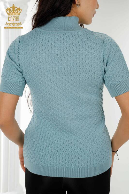 Großhandel Damen Pullover Amerikanisches Modell Basic Blau - 30119 | KAZEE