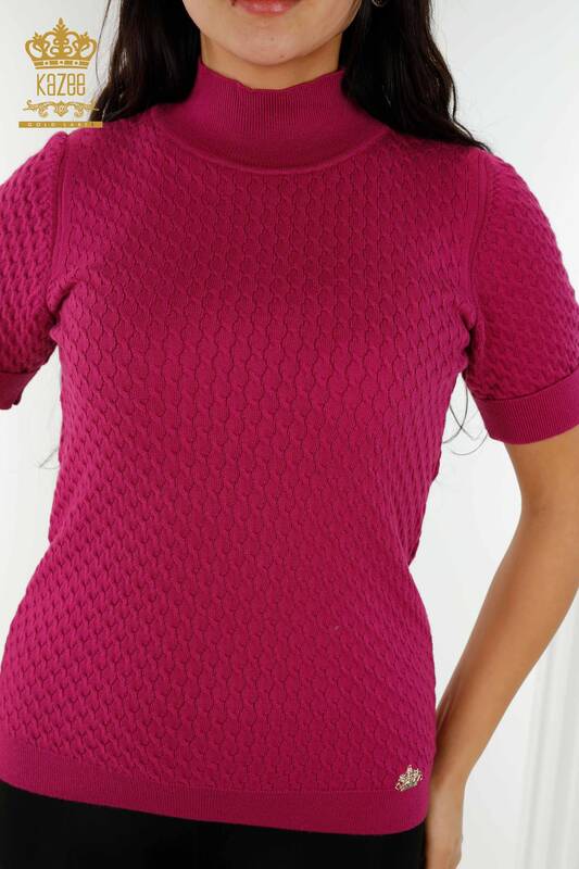 Großhandel Damen Pullover Amerikanisches Modell Basic Lila - 30119 | KAZEE