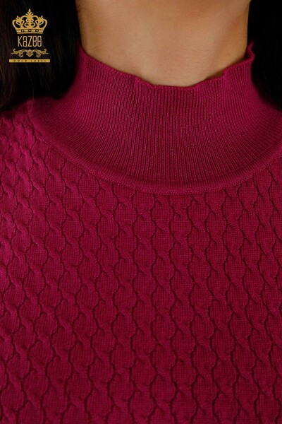 Großhandel Damen Pullover Amerikanisches Modell Basic Lila - 30119 | KAZEE - Thumbnail
