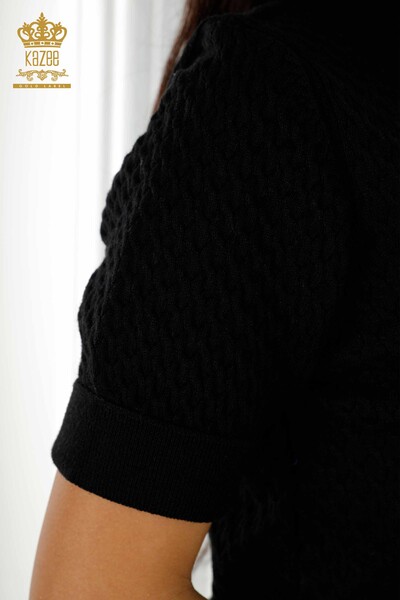 Großhandel Damen Pullover Amerikanisches Modell Basic Schwarz - 30119 | KAZEE - Thumbnail