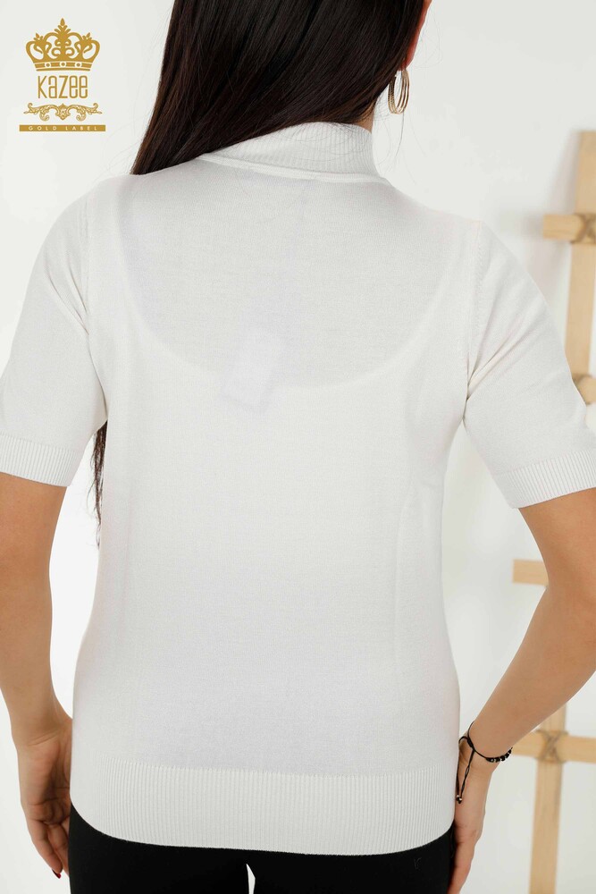 Großhandel Strickpullover für Damen - Amerikanisches Modell - Ecru - 16639 | KAZEE - 6