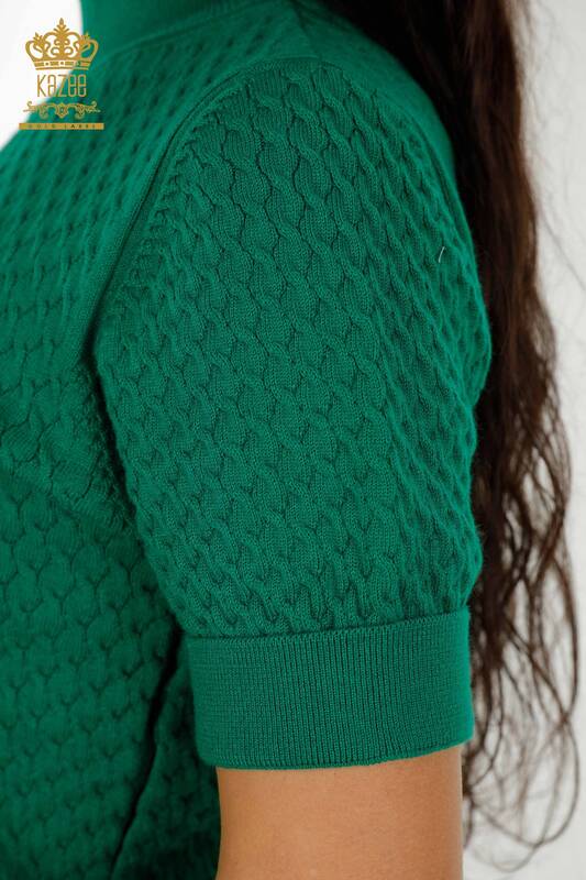 Großhandel Damen Pullover - Amerikanisches Modell Basic Grün - 30119 | KAZEE